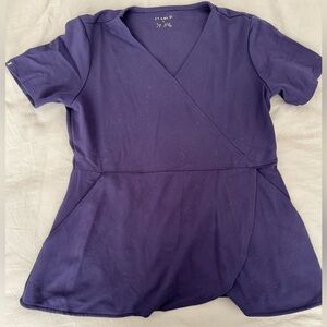 Jaanuu Women’s Navy Mock-Wrap Tulip Scrub Top